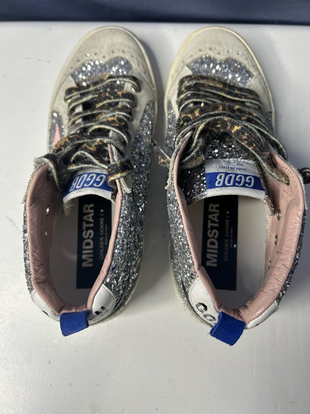 RARE Golden Goose Mid Star Glitter Upper MidTop Sneakers Size 37 EU/ 7 US Womens - Picture 4 of 9